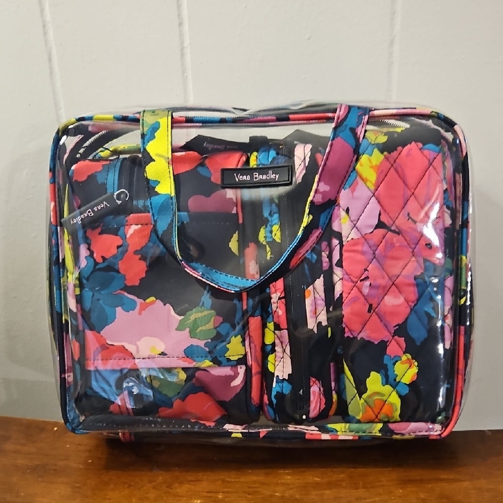 Vera Bradley Black and Pink Cosmetic Bags with Artistic Floral Design